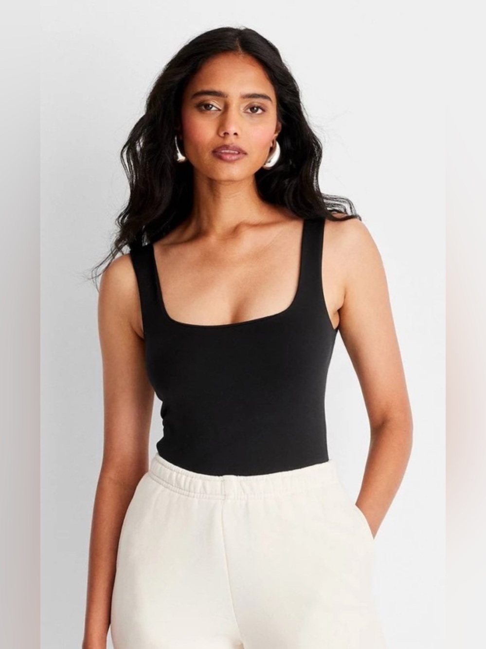 Seamless Tank Bodysuit a New Day Black XS: Slim Fit, Square Neckline Crotch Snap
